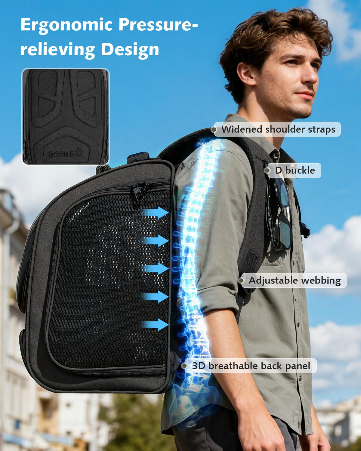 Cat Backpack Carrier (Black (Expandable) / 12.6"L x 10.2"W x 16.5"H)