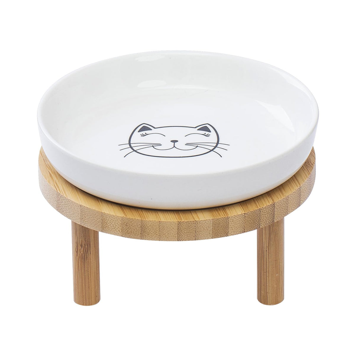 Shallow Wide Elevated Cat Bowls Whisker Fatigue (White)
