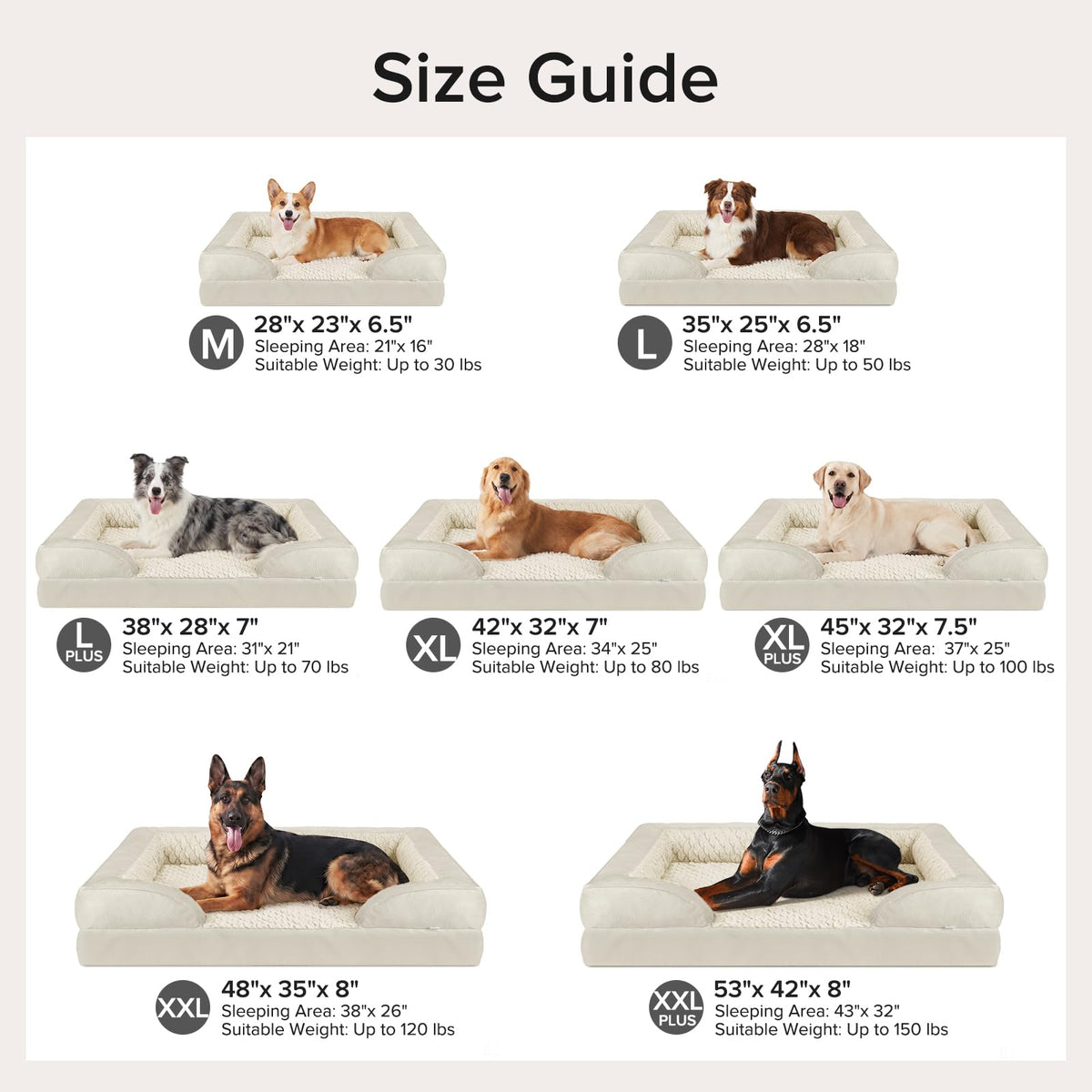 Orthopedic Dog Beds Large Sized (Beige / XL (42"x 32"x 7"))