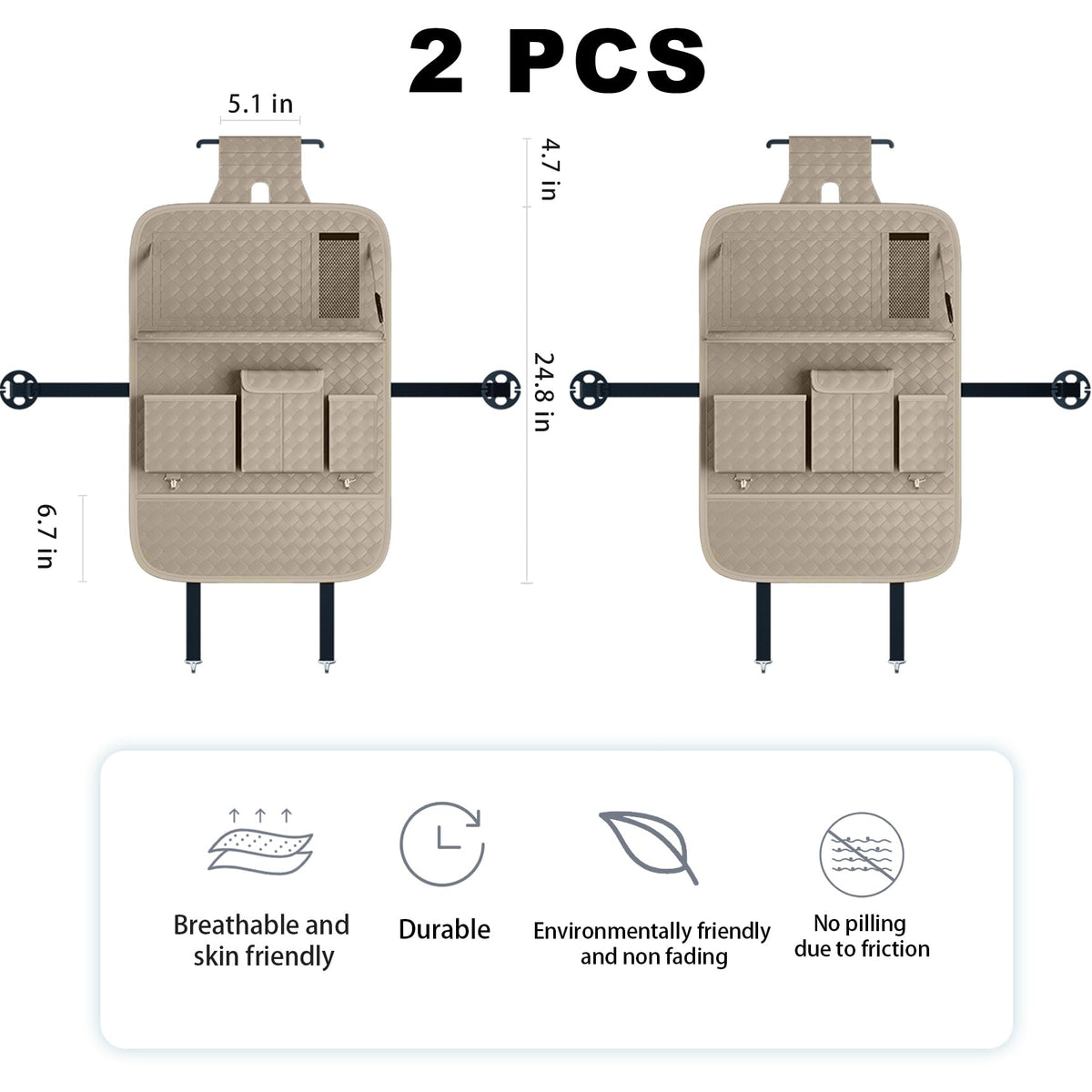 Car Seat Organizers (Woven Beige / 2 Pcs)