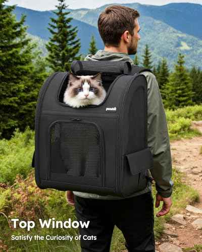 Dog Backpack Expandable (Black / 15.4"L x 11"W x 19.0"H)