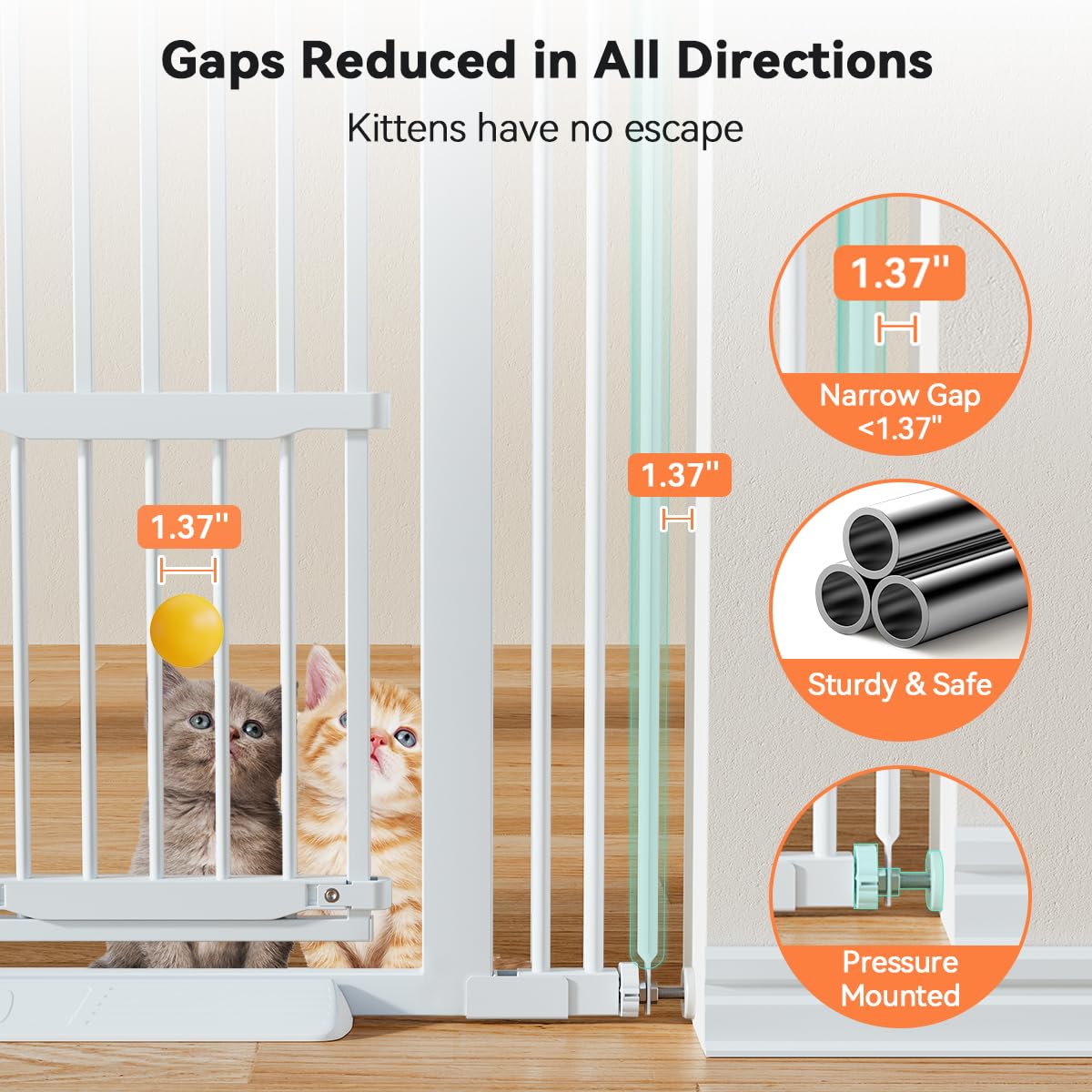 55.1" Extra Tall Pet Gate (White / 55.1"Tall 40.6"Wide)