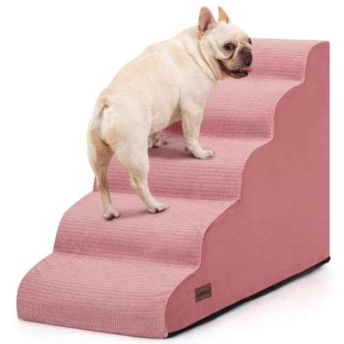 5 Step Pink Dog Stairs for High Bed (Pink / Standard 5-Step 22.2"H)