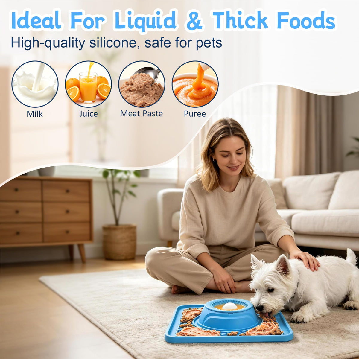 Slow Feeder Dog Bowl & Lick Mat (blue)