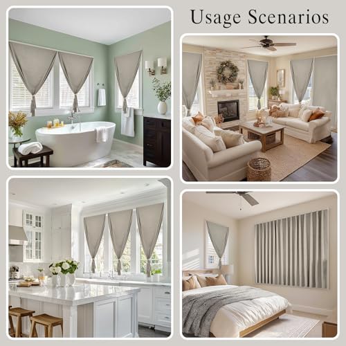 100% Blackout Curtains for Bedroom Stick On Curtain Window Shades Pull Down Blackout Window Cover No Drillng Self Adhesive Curtains No Rod Small Windows (45"W x 72"L (Pack of 1) / Light Brown)