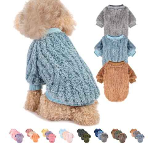 Dog Sweater for Small Dog Boy (Blue,Grey,Brown / X-Small)
