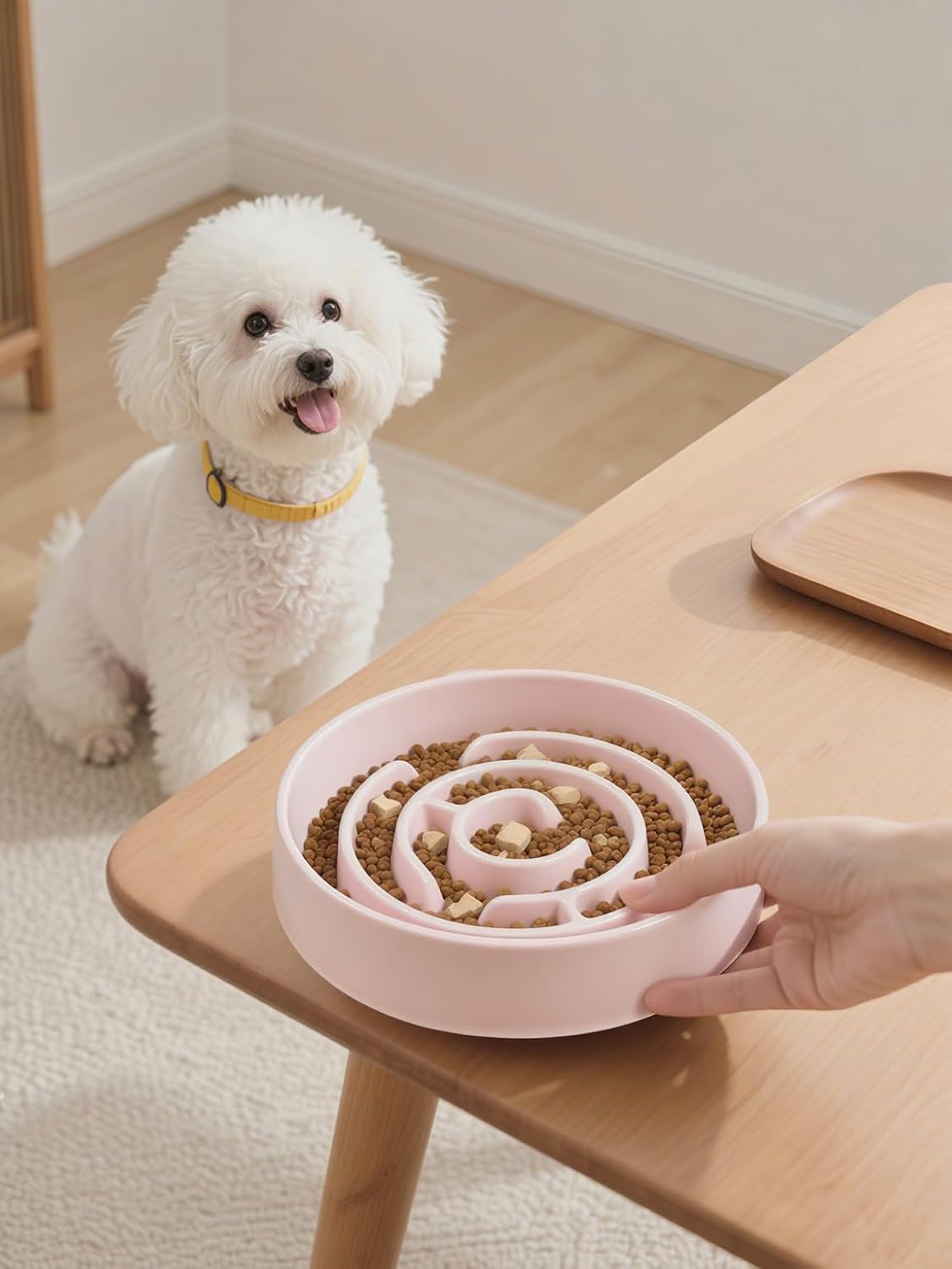 Ceramic Slow Feeder Dog Bowl (Pink)
