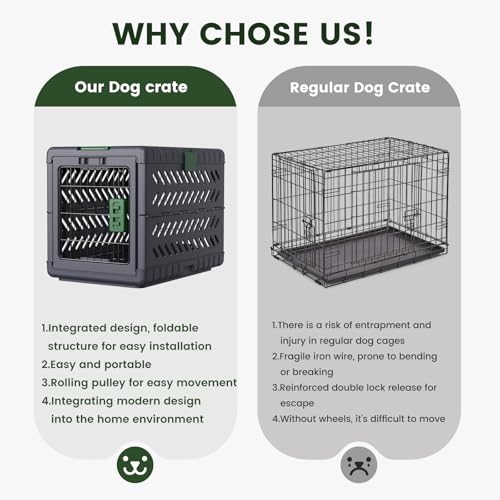 Collapsible Dog Crate for Large (Dark Grey / 36.4"L x 22.8"W x 25.8"H)