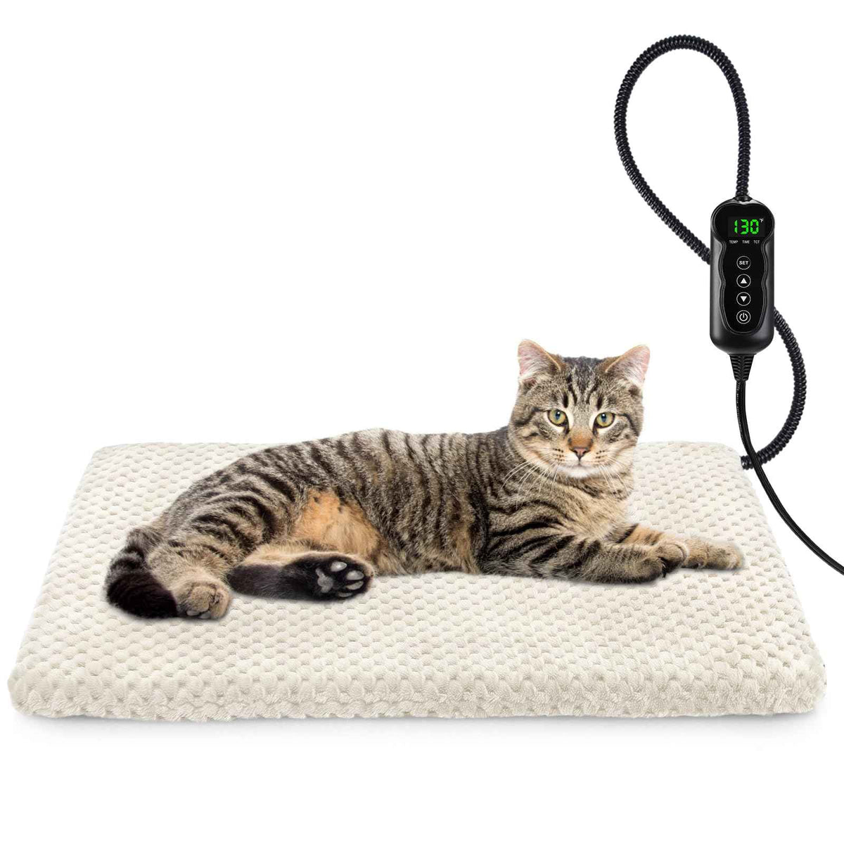 Heated Cat Bed (S: 18" x 16" / Beige)