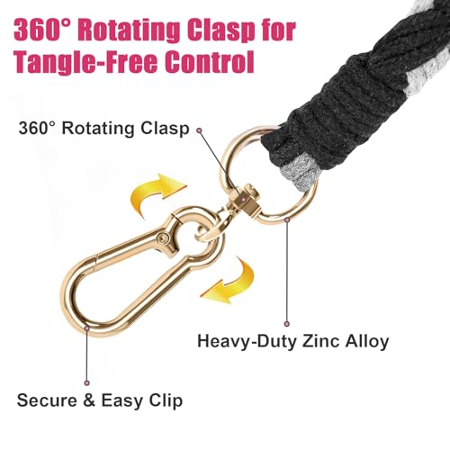 5FT Braided Cotton Rope Leash for Small (Black)