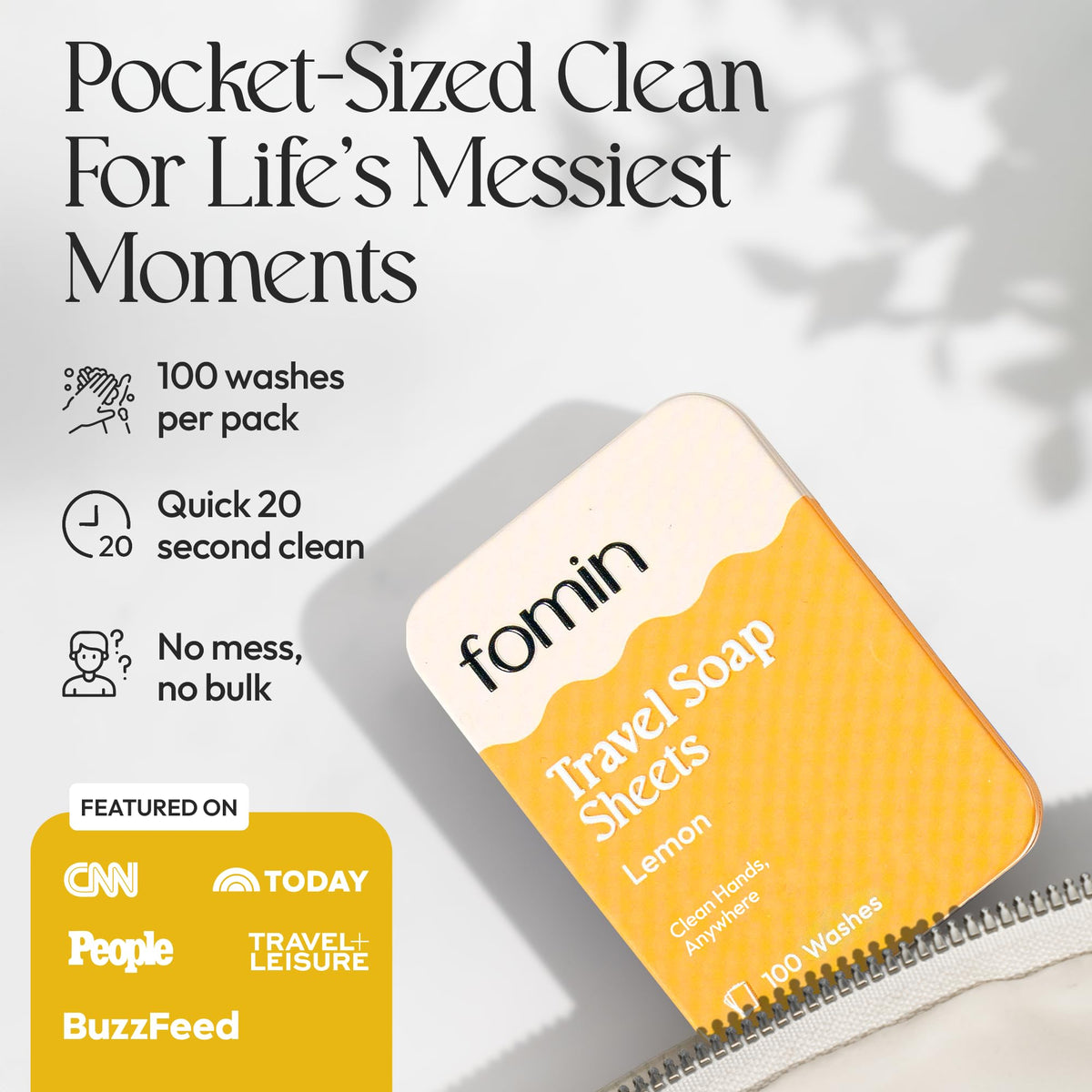 Paper Soap Sheets Tin for Traveling (Lemon Pack of 3)