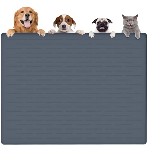 Largest Dog Food Mat (Grayish Blue / 48"L x 32"W)