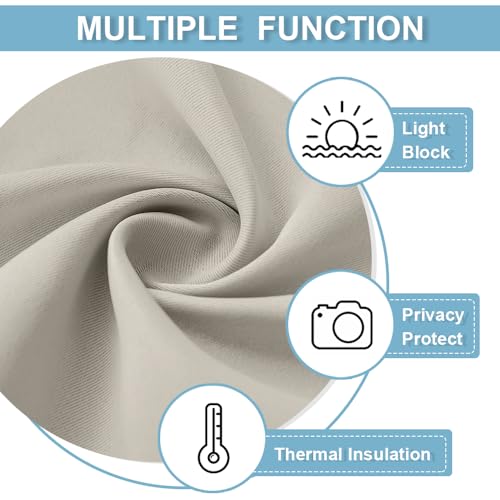 Blackout Curtain Privacy Window Drape for Living Room Bedroom Door (Natural / 36"W x 80"L (Pack of 1))