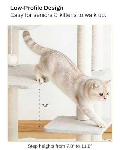 37.5" Cat Tree Tower for Large & Senior Cats (Light Grey 37.4'')