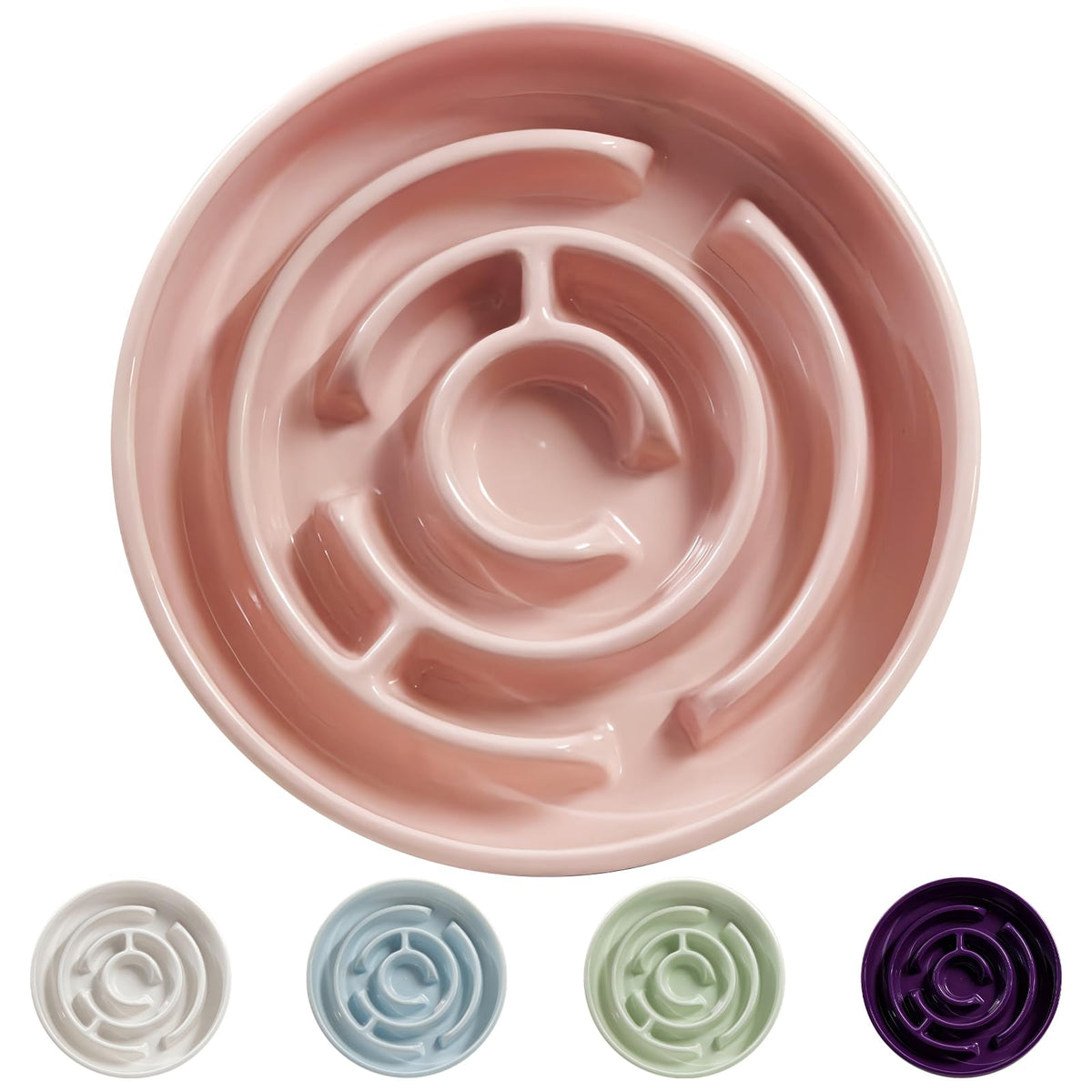 Ceramic Slow Feeder Dog Bowl (Pink)