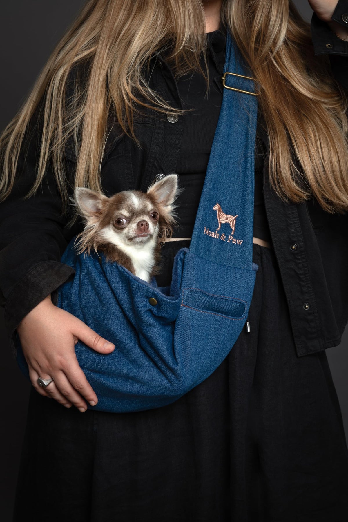 Dog Sling Carrier for Small Dogs 3 (Light Blue (Denim) / 15.0"L x 6.0"W x 5.5"H)