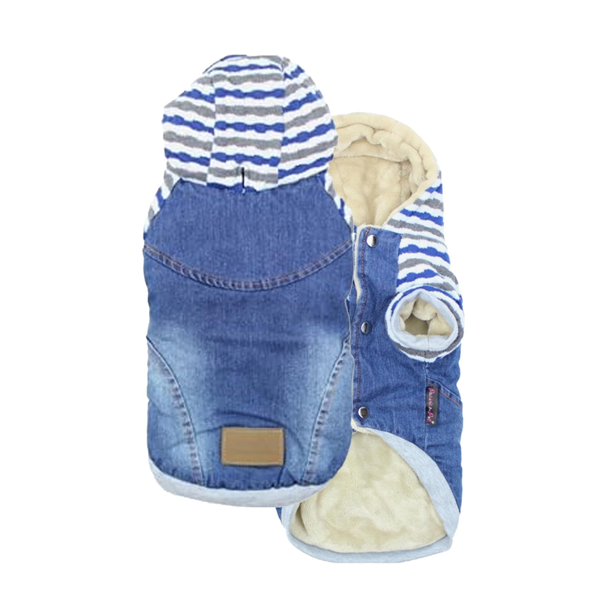 Basic Dog Hoodie (2XL / Denim Striped Hoodie Blue)
