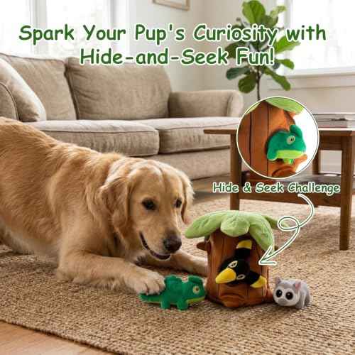 Squeaky Hide and Seek Dog Toys for Small and Medium Dogs (Baobab)