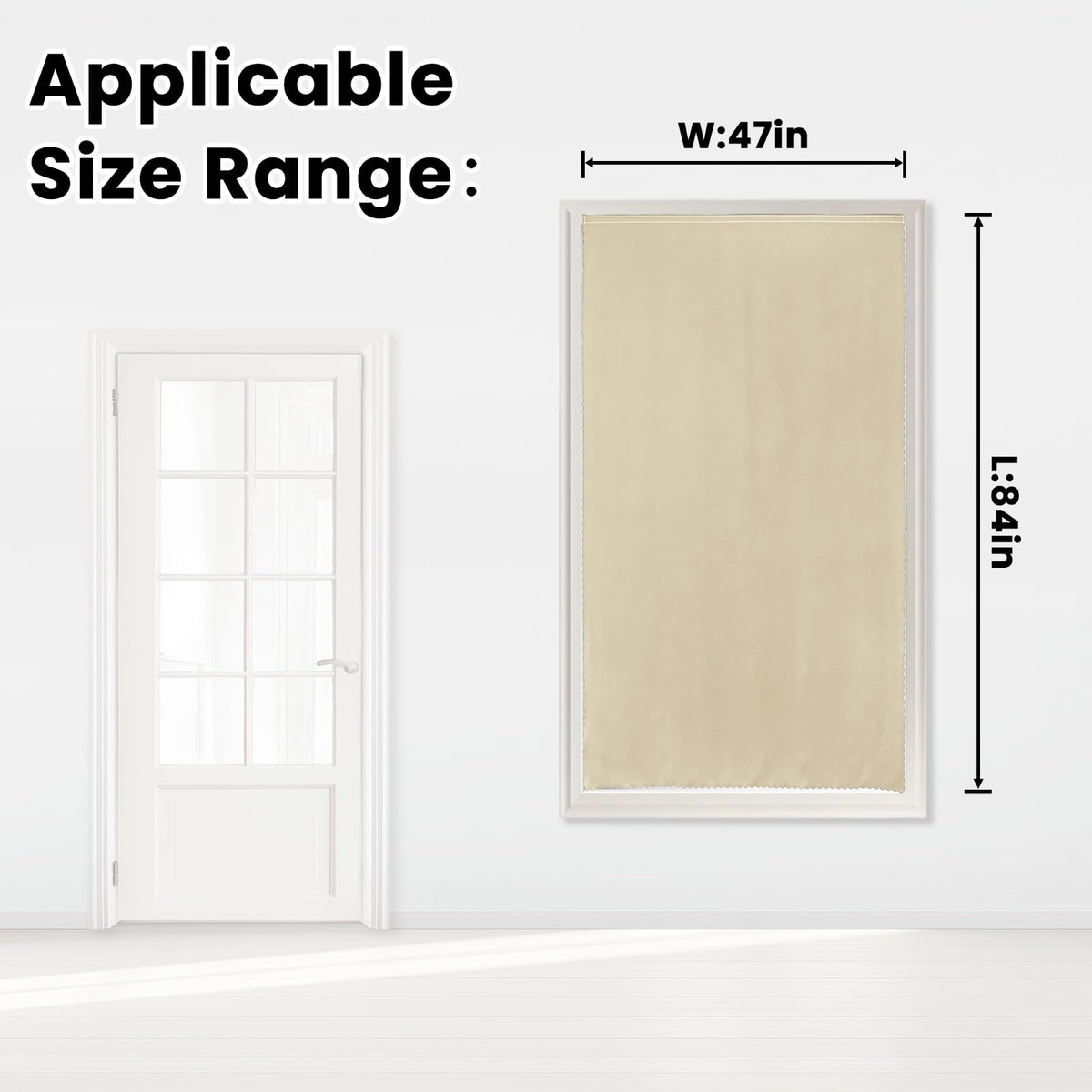 Self Adhesive Portable Blackout Curtains for Bedroom Easy to Install Window Thermal Lnsulated Kitchen Room Darkening Small Window Curtains (47"W x 84"L (Pack of 1) / Beige)