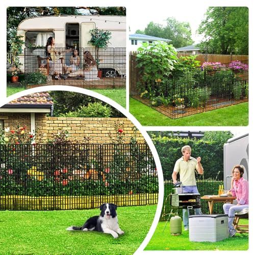 10 Panels No Dig Decorative Garden Fences (Black / 10 Panels-36in(H)x25.2ft(L)-Flat)