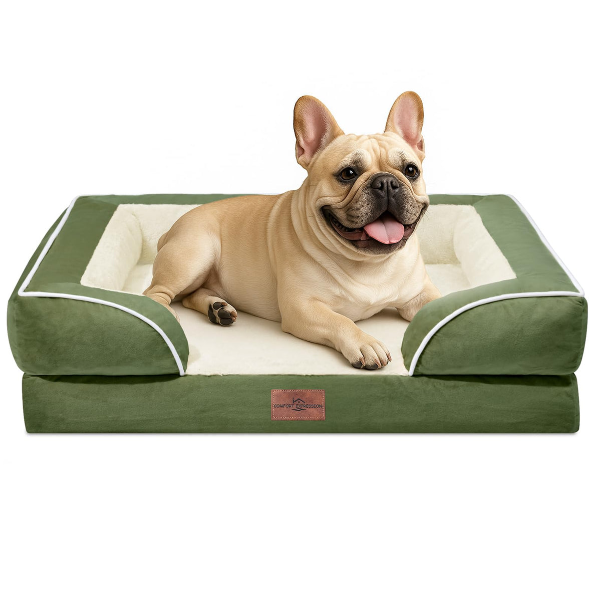 Orthopedic Dog Bed for Medium Size Dog with Bolster (30.0"L x 20.0"W x 7.0"Th / Light Green)
