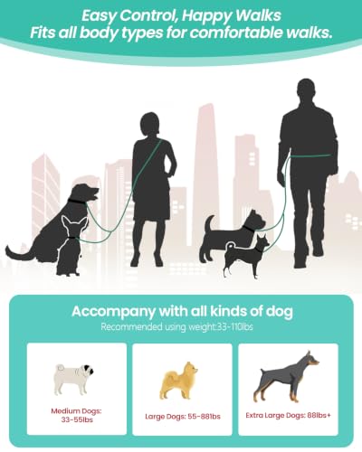 Hands Free Dog Leash with Seatbelt Set (Green / 71-114‘’)