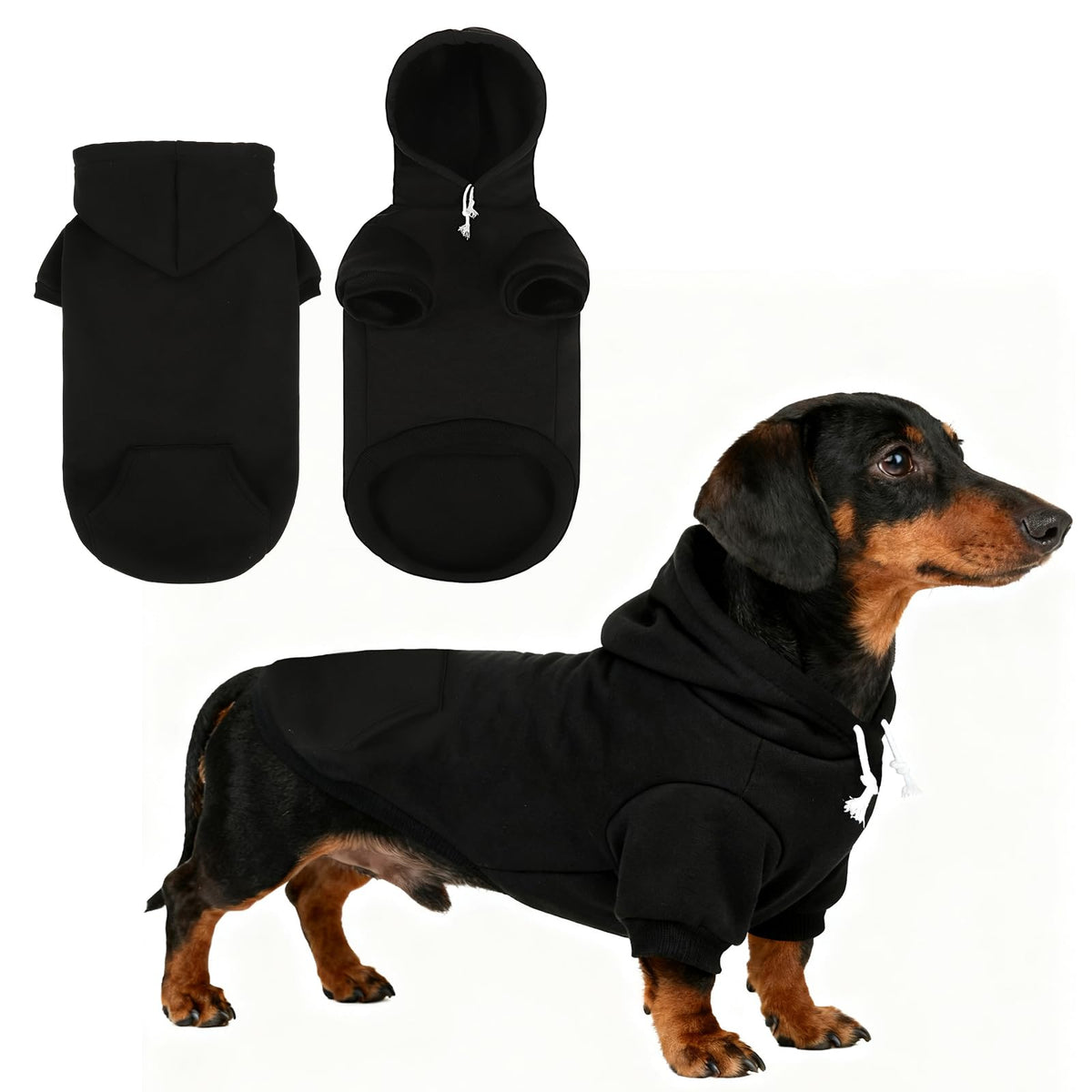 Dachshund Dog Hoodie (Dachshund Black / Large)
