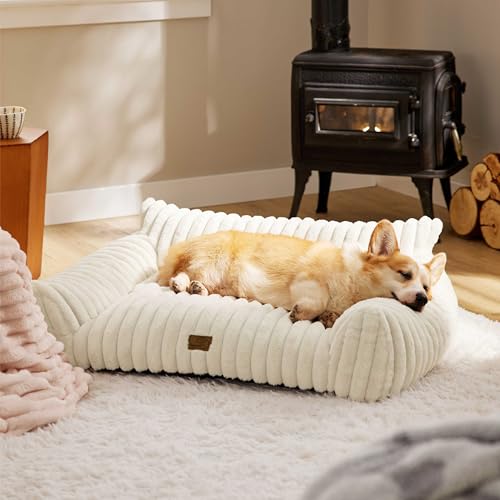 ComfyFleece® Shown on TV Cute Dog Couch for Medium Dogs (36x27x10" / Cream)