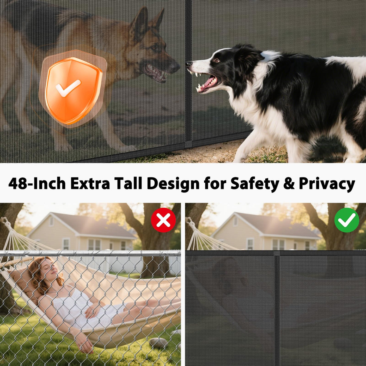 250" Extra Wide Baby Gate Retractable Dog Gate for Deck (Black / (48" Tall x 250" Wide))