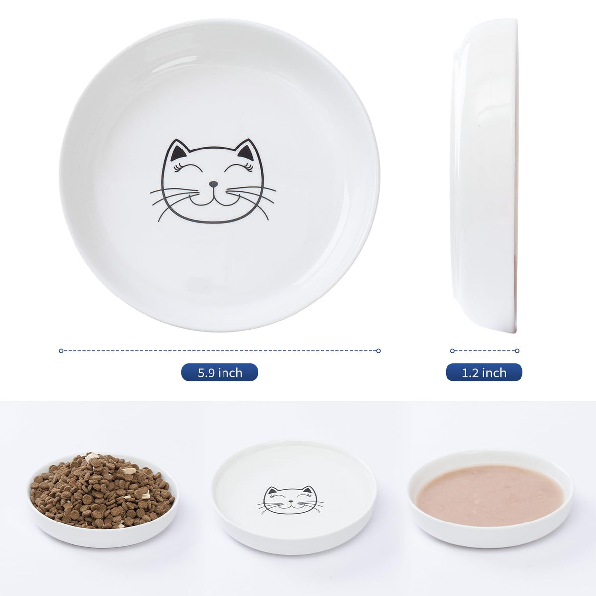 Shallow Wide Cat Food Bowls Anti Whisker Fatigue (Pink)
