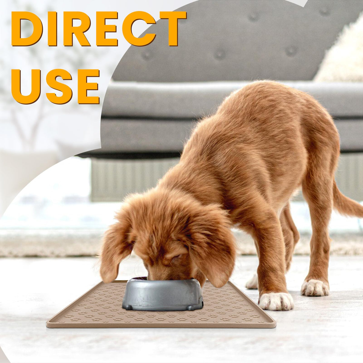 Dog Food Mat Anti (11.8"L x 11.8"W / Taupe)