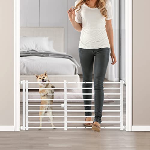Indoor Dog Gate with Door (White / 20''H × 26''- 41''W)
