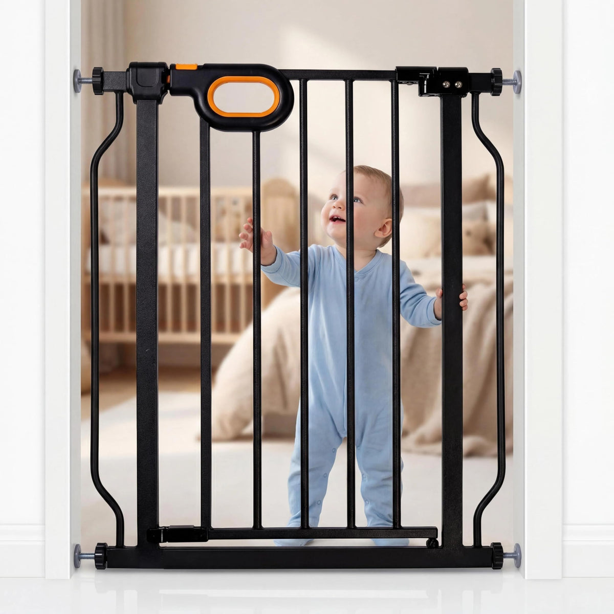 Small Narrow Baby Gate for Stairs 23.8 (Black / 23.8-28.3 Inch)