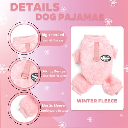 Fleece Dog Pajamas Winter Warm Dog Sweater for Small Dogs Thermal Coat (Pink / Small)