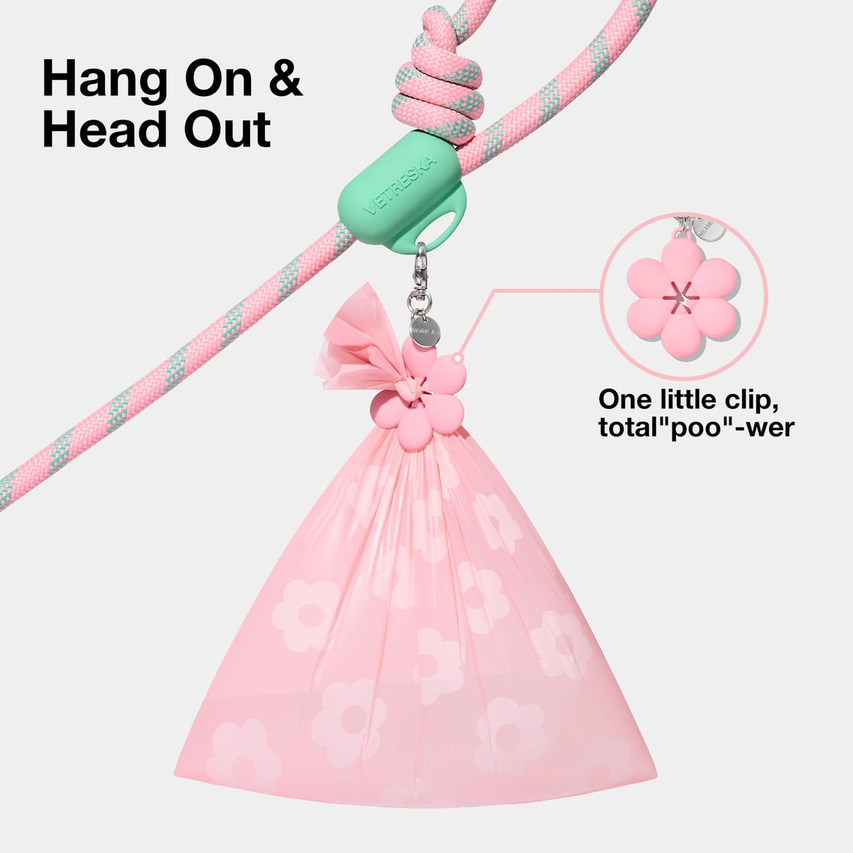 Hands Free Dog Leash (Flora Pink)