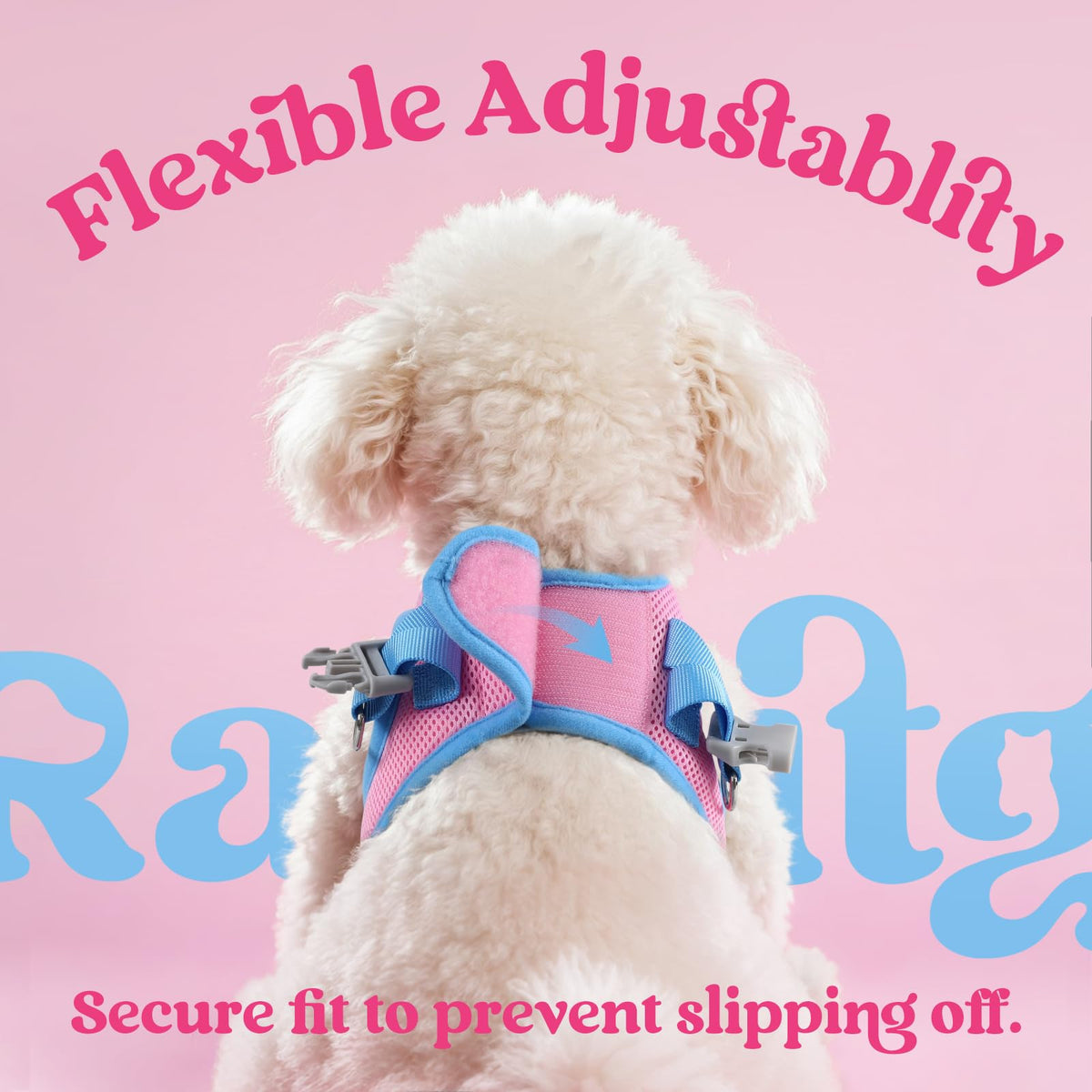 Dog Harness Small Sized and Leash Set (Pink & Blue / S (Chest: 15.1"-16.5"))