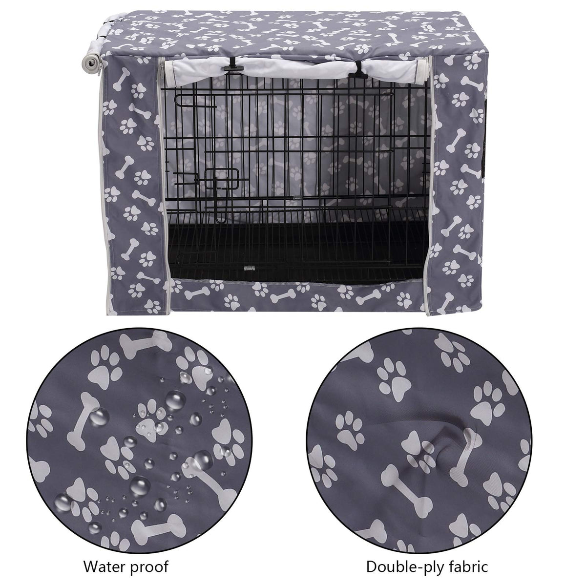 Dog Crate Cover Durable Polyester Pet Kennel Cover Universal Fit for Wire Dog Crate (36.0"L x 23.0"W x 24.0"H / Sky Gray)
