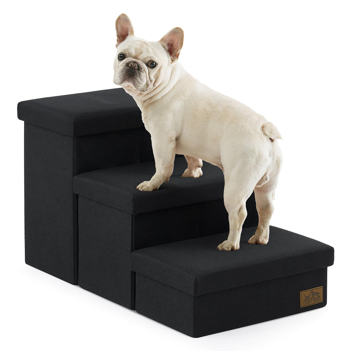 Dog Stairs with Storage (Black / 28.5"L x 17"W x 16.7"H)