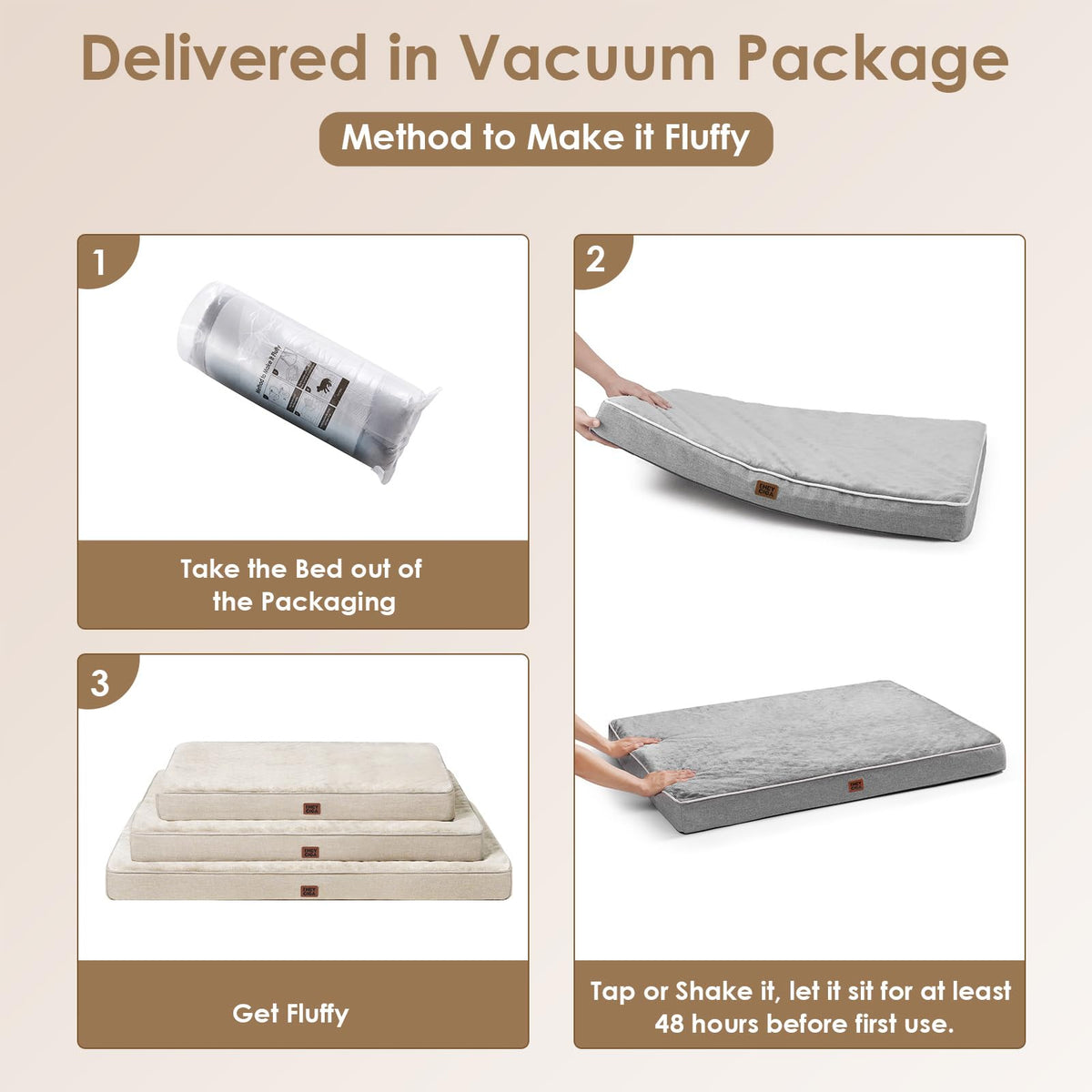 XXL Washable Dog Crate Bed with Memory Foam (Beige / 47*29*3.5 Inches)