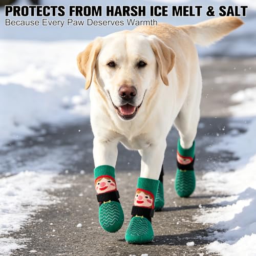 Anti Slip Dog Socks to Prevent Licking Paws for Hot Pavement (Red & Green / Small)