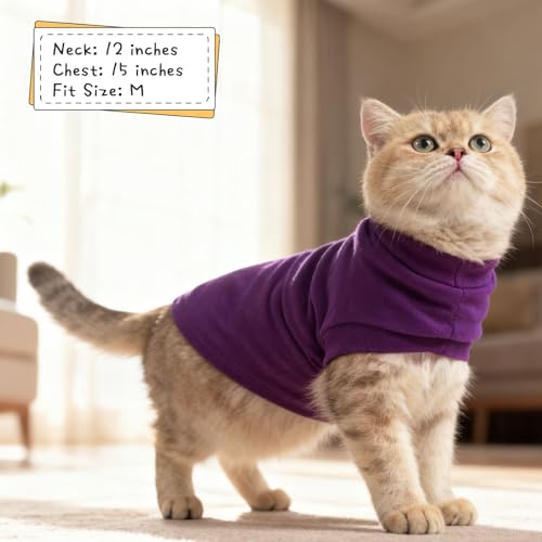 Cat Sweater Warm Fleece Pet Clothes for Cats Only (Purple / Small)