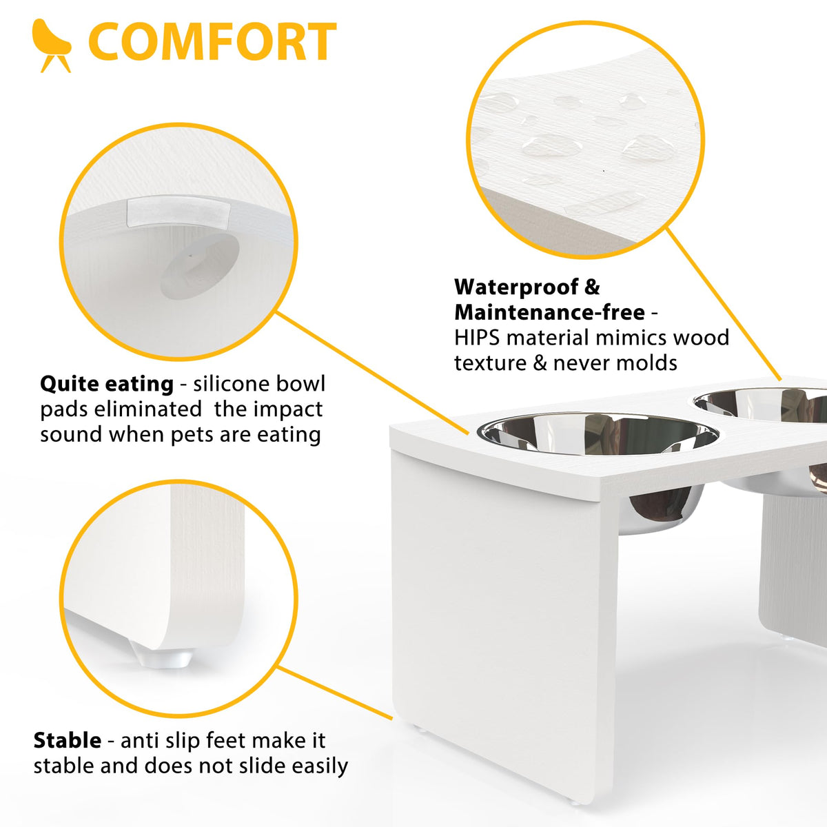 Elevated Dog Bowls (White / Large: 10'' Tall-48oz Bowl)