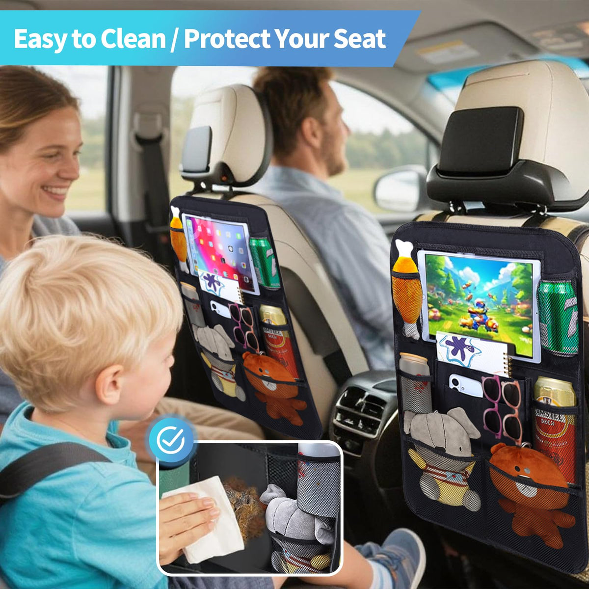 Car Seat Organizer Backseat Kick Mats Oxford Back Seat Protector