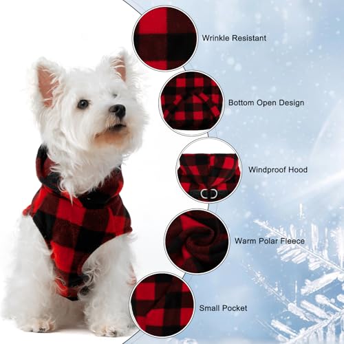 Fleece Dog Hoodie with Pouch (X-Small / Buffalo Check)