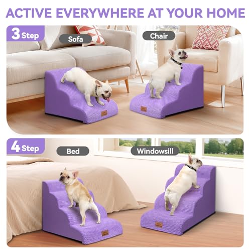 Dog Ramp and Stairs for Bed (Purple / 3)