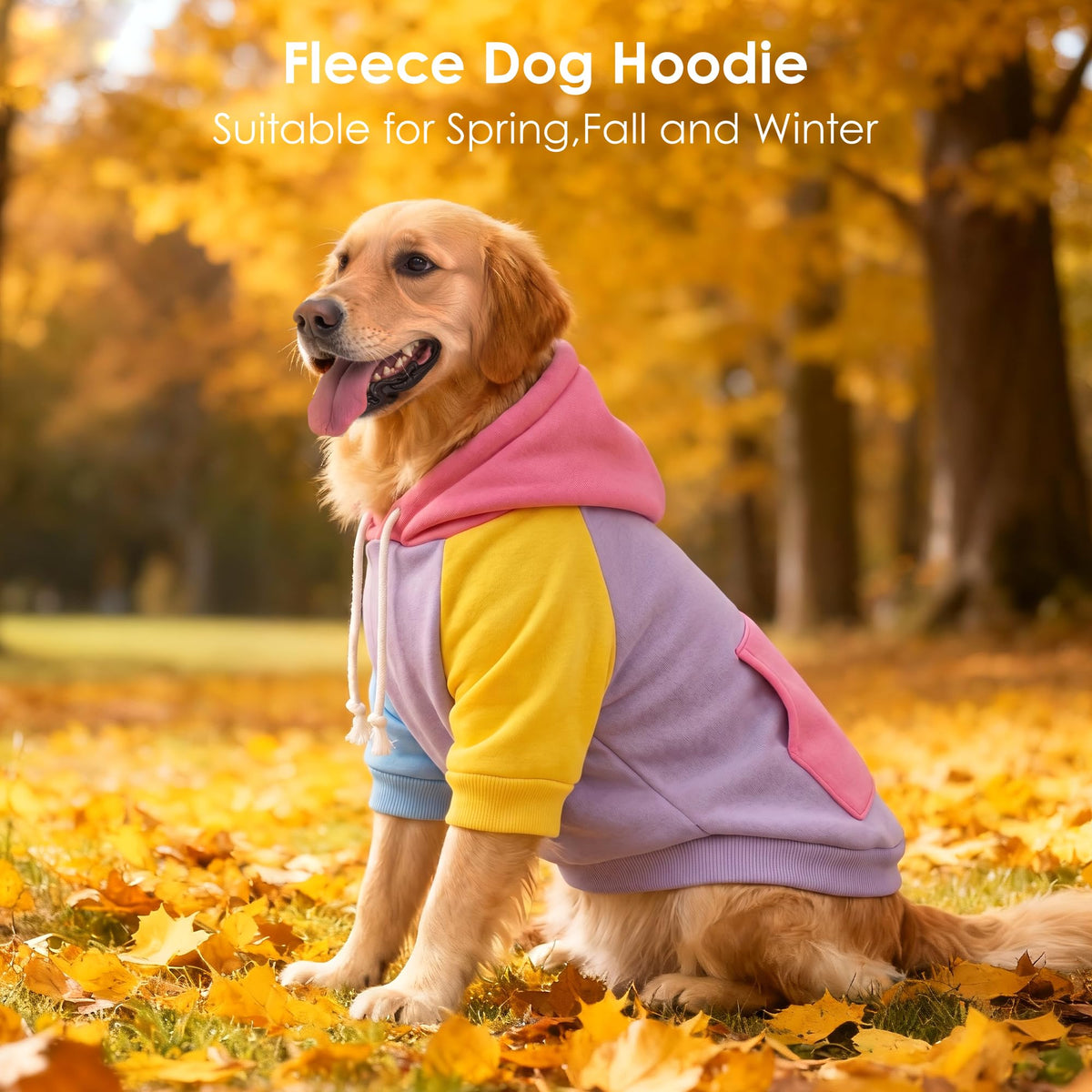 Dog Basic Hoodie Soft Dog Clothes Cold Weather Sweaters for Medium Large Dogs Cozy Fabric Warm Sweatshirt with Leash Hole for Boys (Pastel Pop / S(Back: 12.6",Chest:18.11", 5-10 lbs))
