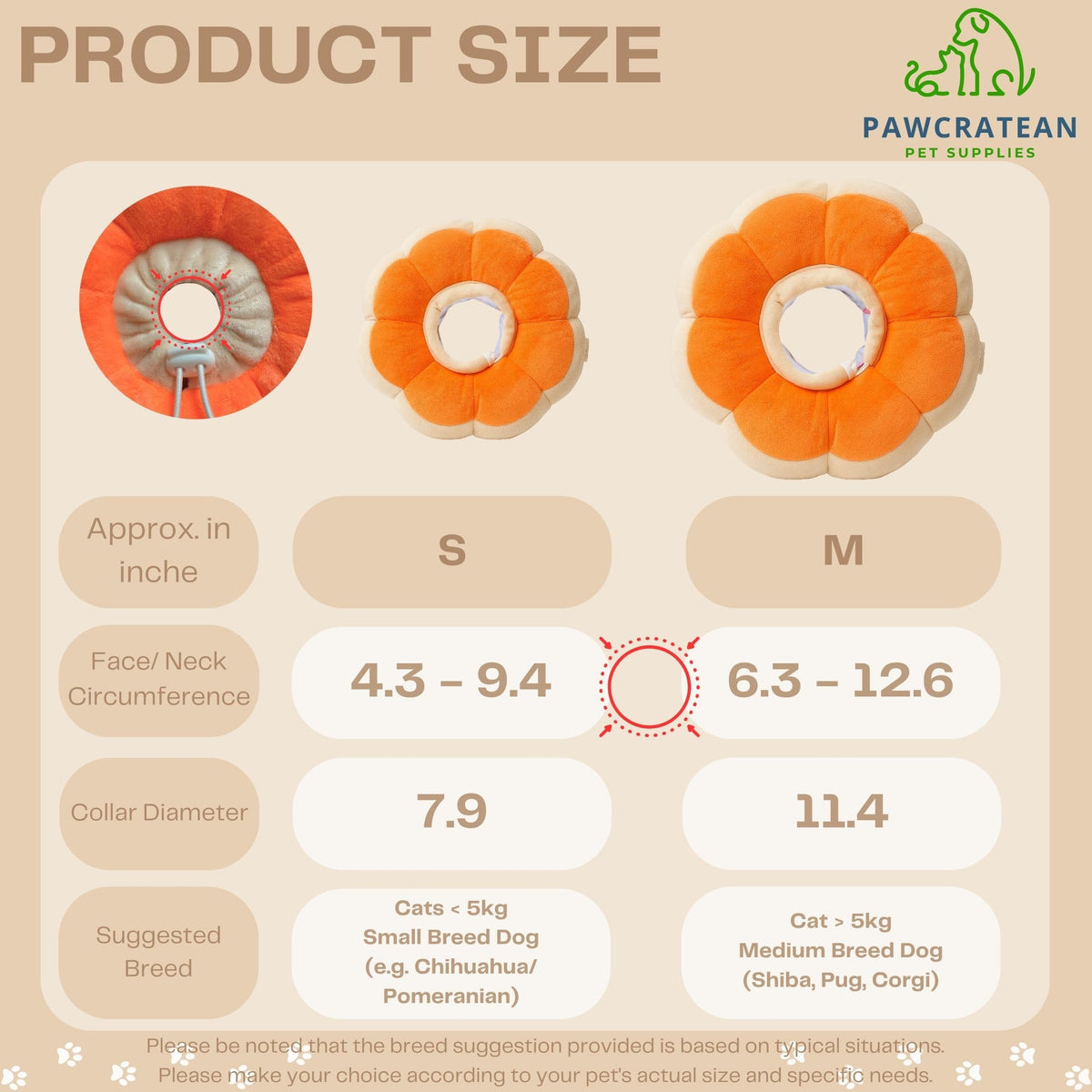 Adjustable Comfy Flower Style Elizabeth Collar for Cats Puppies Soft Recovery Cone Pet Protective Neck Collar (Orange / Samll)