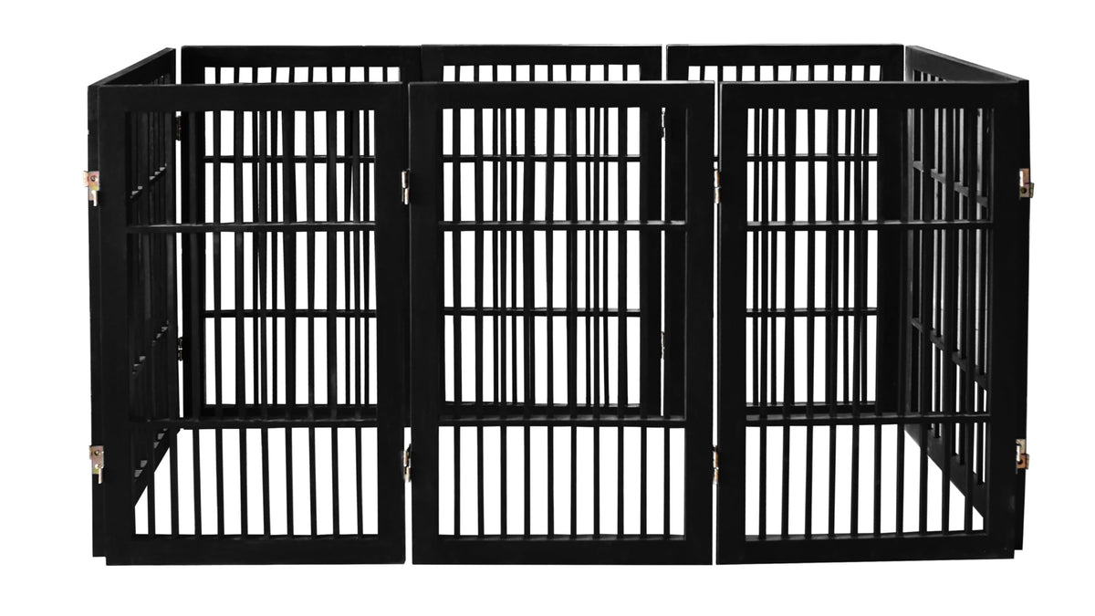 Pet Dog Gate Freestanding (8 Panel 30" Tall / Black Pet Gate)