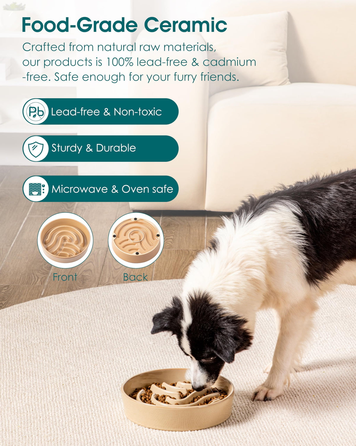 Slow Feeder Dog Bowl (Brown / 3 Cups)
