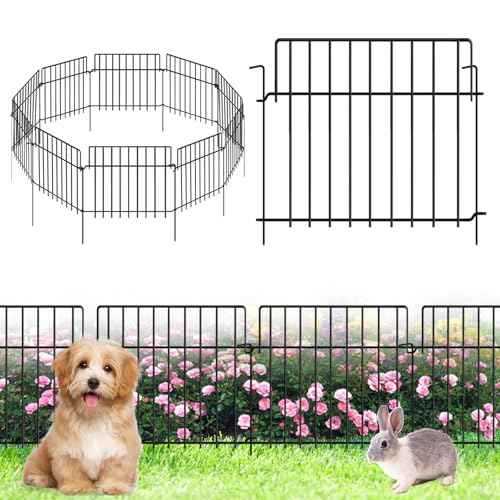 14Ft (L) x 20in (H) Garden Fence Animal Barrier Fencing 10 Pack Rustproof Metal Wire Yard Blocker Dog Fences Border 1.55" Spacing for Outdoor Flower Bed Landscape Fencing Decor Black (10 pack - 13in(H) x 14ft(L) / Black)